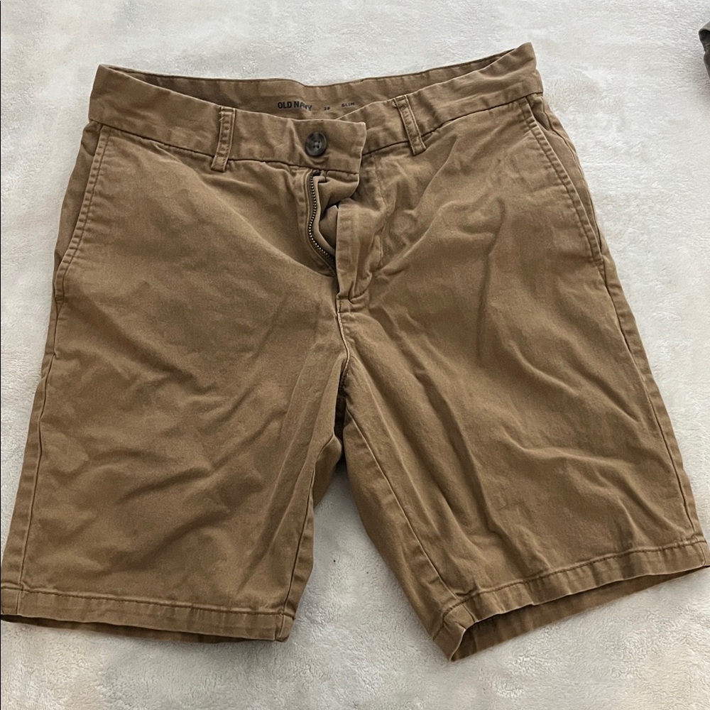 Old Navy Men's Flat-Front Chino Shorts — Khaki Brown